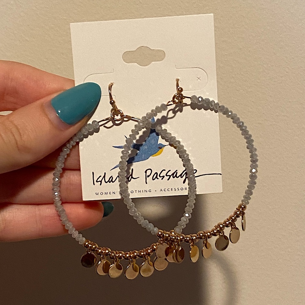 Island Passages beaded hoop earrings NWT